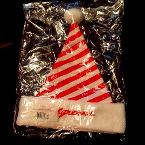 Walgreens Employee Christmas/ Santa hat stripes white/red NEW in bag